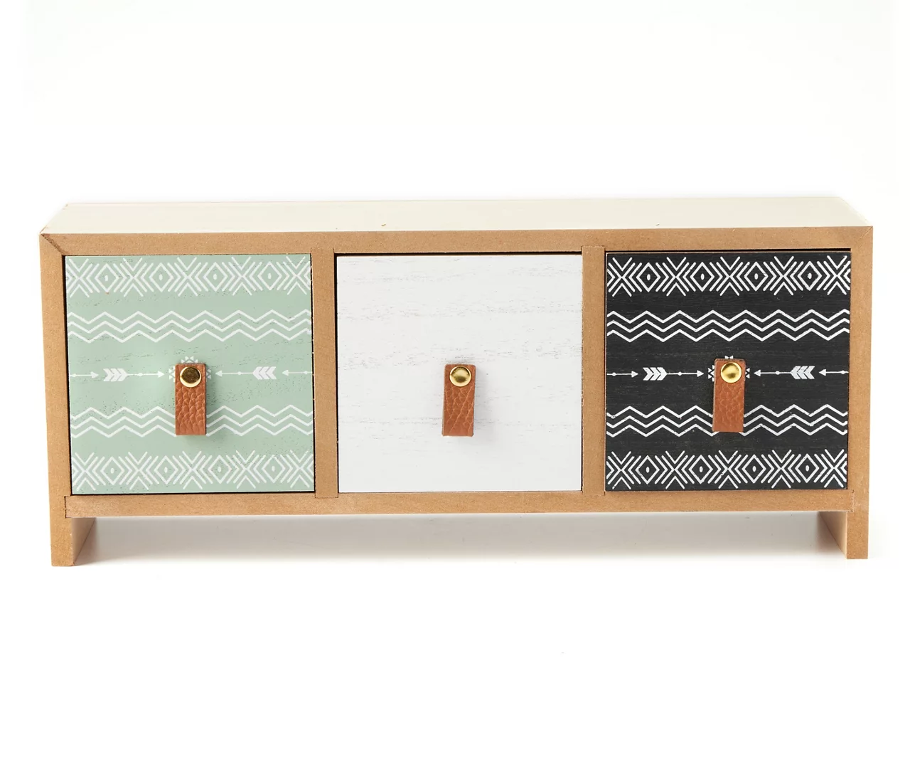 Bohemian Farmhouse Tri-Color Geometric 3-Drawer Tabletop Cabinet 1 Bohemian Farmhouse Tri-Color Geometric 3-Drawer Tabletop Cabinet