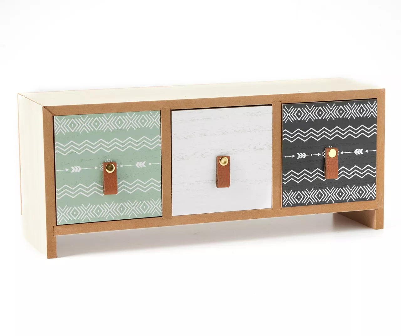 Bohemian Farmhouse Tri-Color Geometric 3-Drawer Tabletop Cabinet 2 Bohemian Farmhouse Tri-Color Geometric 3-Drawer Tabletop Cabinet - Image 2