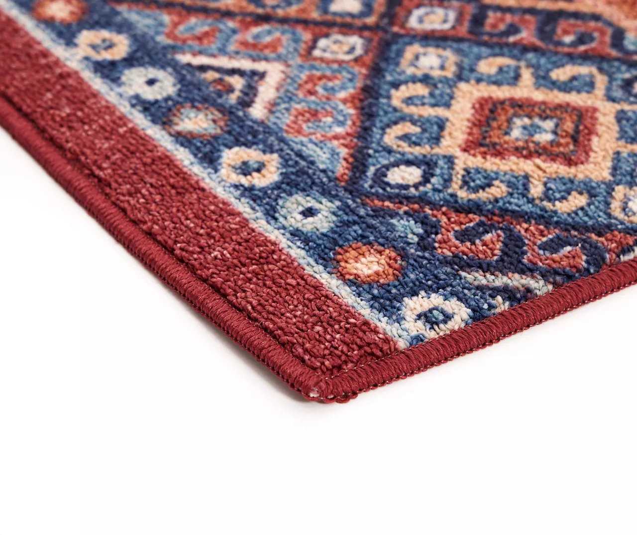 Red & Blue Geometric Persian Runner Rug, (2' X 6') 2 Red & Blue Geometric Persian Runner Rug, (2' X 6') - Image 2