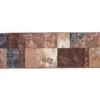 Brown & Blue Illustrated Floral Color Block Runner Rug, (2' X 6')