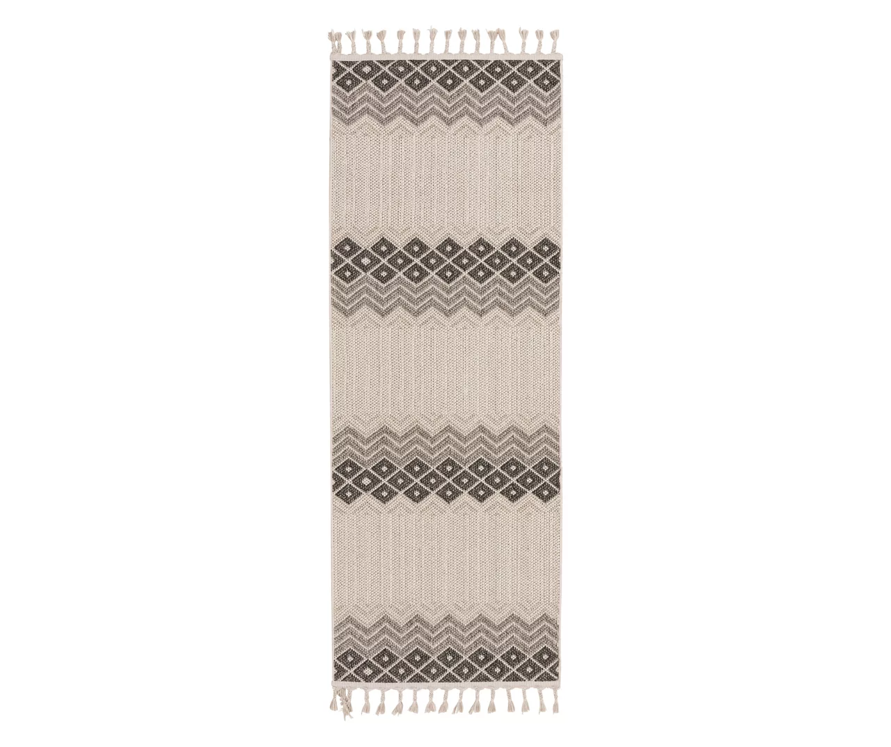 Malden Beige & White Geometric Runner Rug, (2' X 6') 1 Malden Beige & White Geometric Runner Rug, (2' X 6')