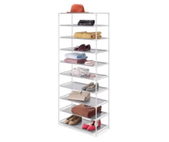 White 10-Tier Shoe Storage Shelf