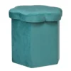 Parasailing Green Petal Velvet Storage Ottoman