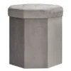 Gray Suede Storage Ottoman