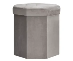 Gray Suede Storage Ottoman