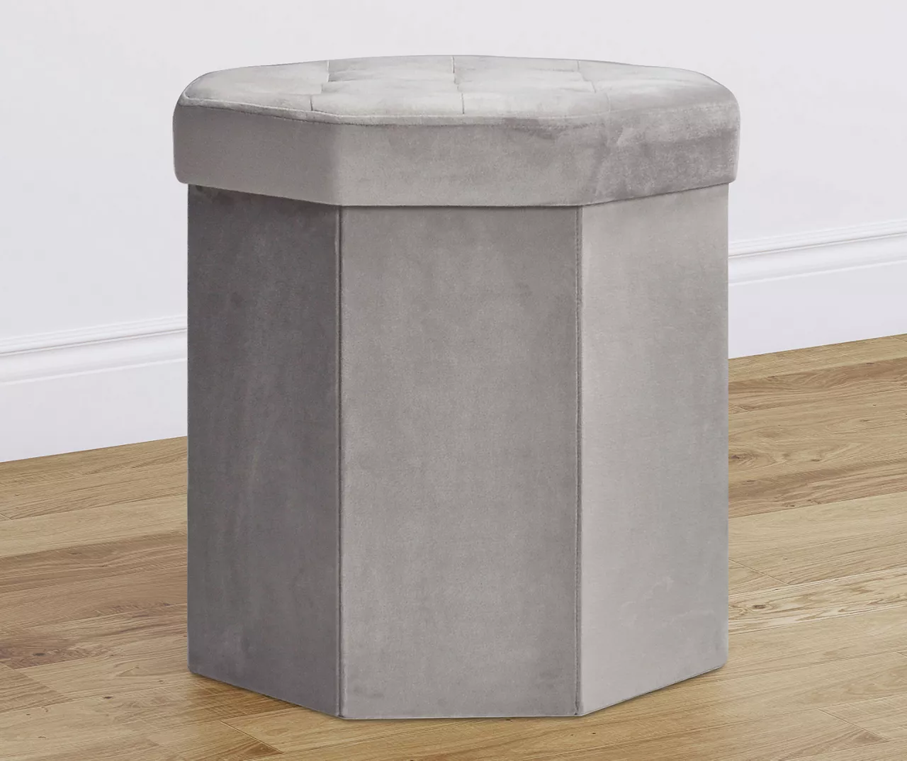 Gray Suede Storage Ottoman 2 Gray Suede Storage Ottoman - Image 2