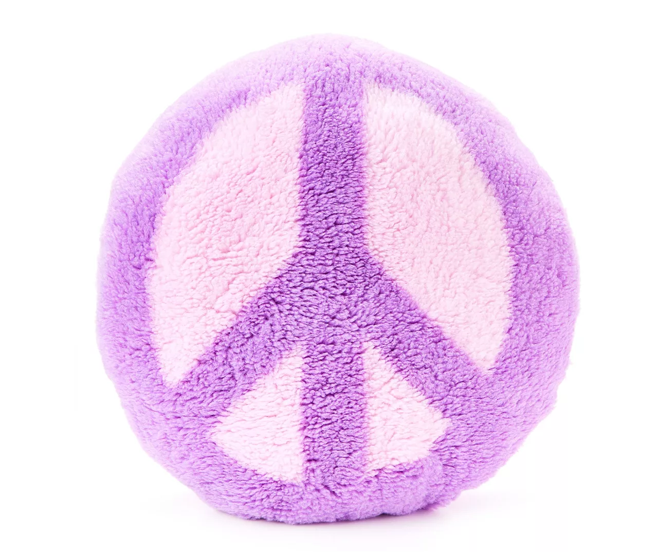 Euphoric Expression Pink Fuzzy Peace Sign Round Accent Pillow 1 Euphoric Expression Pink Fuzzy Peace Sign Round Accent Pillow