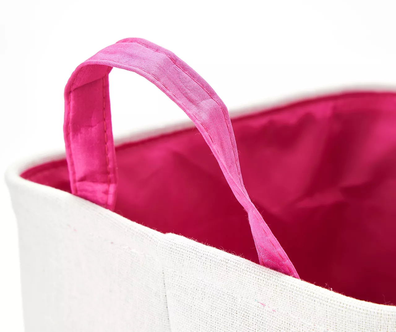 Euphoric Expression White & Pink Peace Sign Canvas Storage Tote 2 Euphoric Expression White & Pink Peace Sign Canvas Storage Tote - Image 2