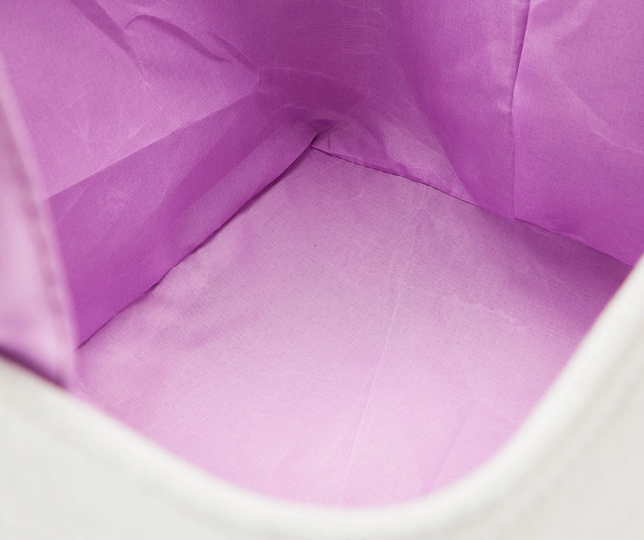 Euphoric Expression White & Purple Lilac Canvas Storage Tote 3 Euphoric Expression White & Purple Lilac Canvas Storage Tote - Image 3