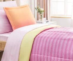 Euphoric Expression Pink Ombre Reversible Twin 6-Piece Bed-in-a-Bag Set -Real Living 810608612 810608613 810608614 A0 1 1