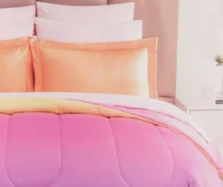 Euphoric Expression Pink & Yellow Ombre Reversible Queen 9-Piece Bed-in-a-Bag Set -Real Living 810608612 810608613 810608614 A0 3 1