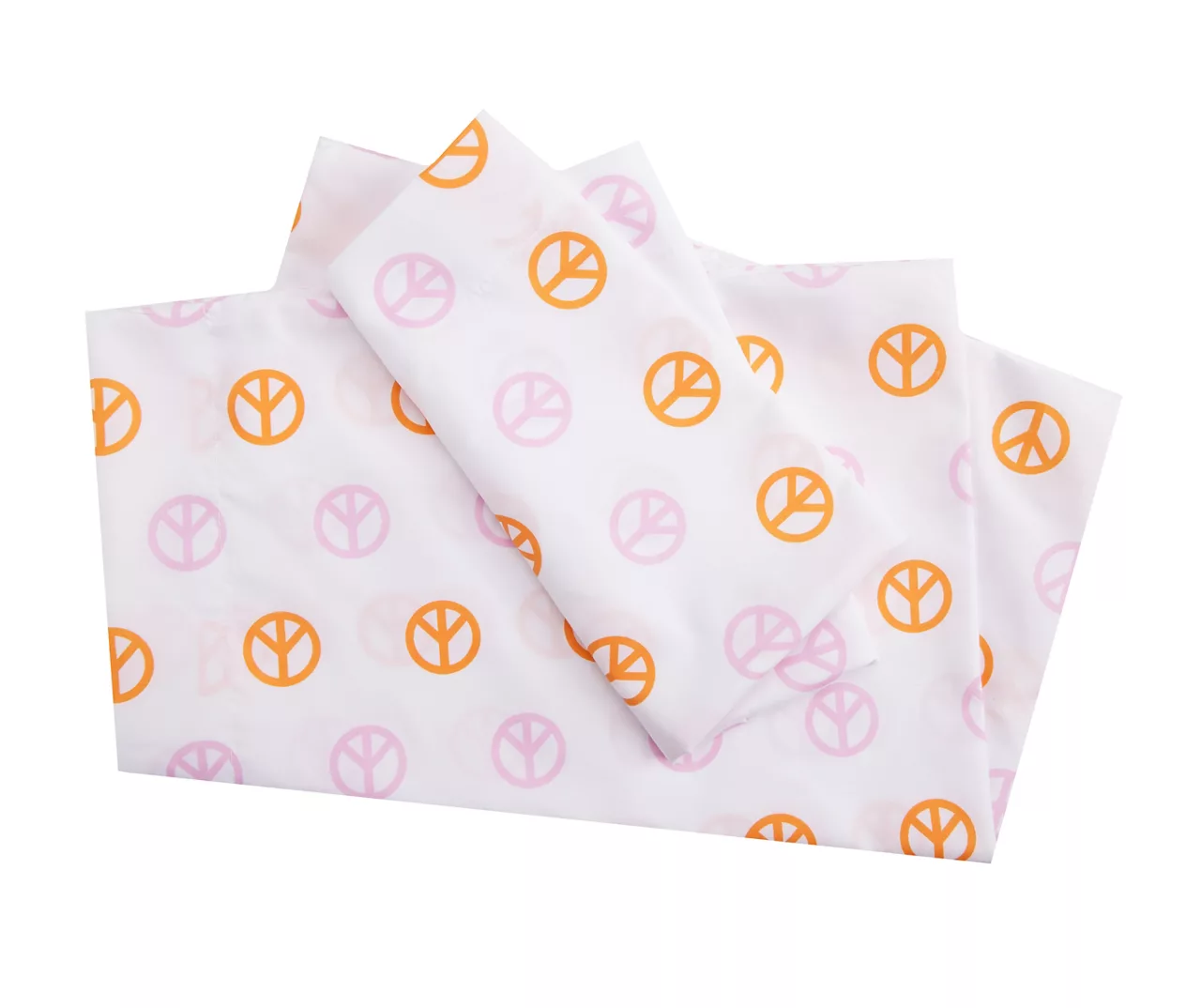 Euphoric Expression Pink & Orange Peace Sign Queen 4-Piece Sheet Set 1 Euphoric Expression Pink & Orange Peace Sign Queen 4-Piece Sheet Set