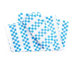 Euphoric Expression White & Blue Checkerboard Full 4-Piece Sheet Set