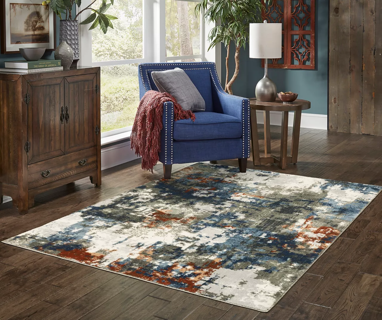 Blue & Brown Abstract Area Rug & Runner Set 8 Blue & Brown Abstract Area Rug & Runner Set - Image 8