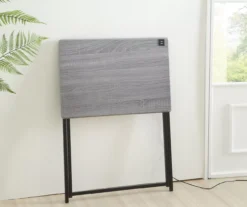 Wood Look Folding Table With USB Charging -Real Living 810612177 B0 1