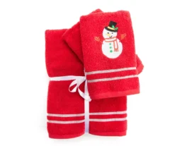 Savvy Red Snowman 4-Piece Towel Set