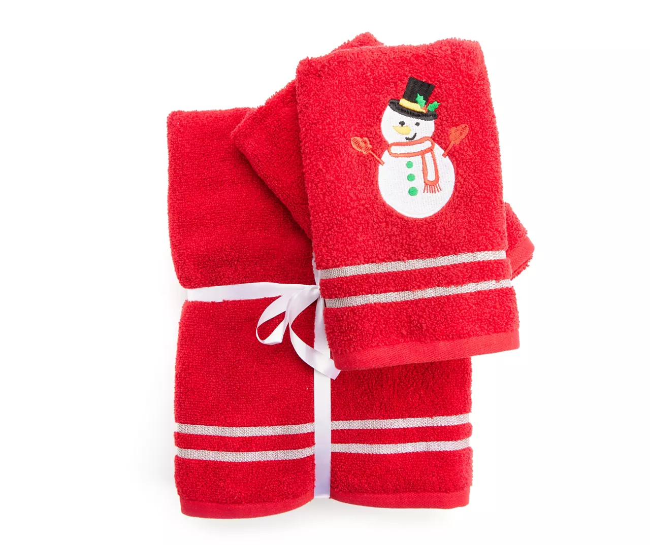 Savvy Red Snowman 4-Piece Towel Set 1 Savvy Red Snowman 4-Piece Towel Set