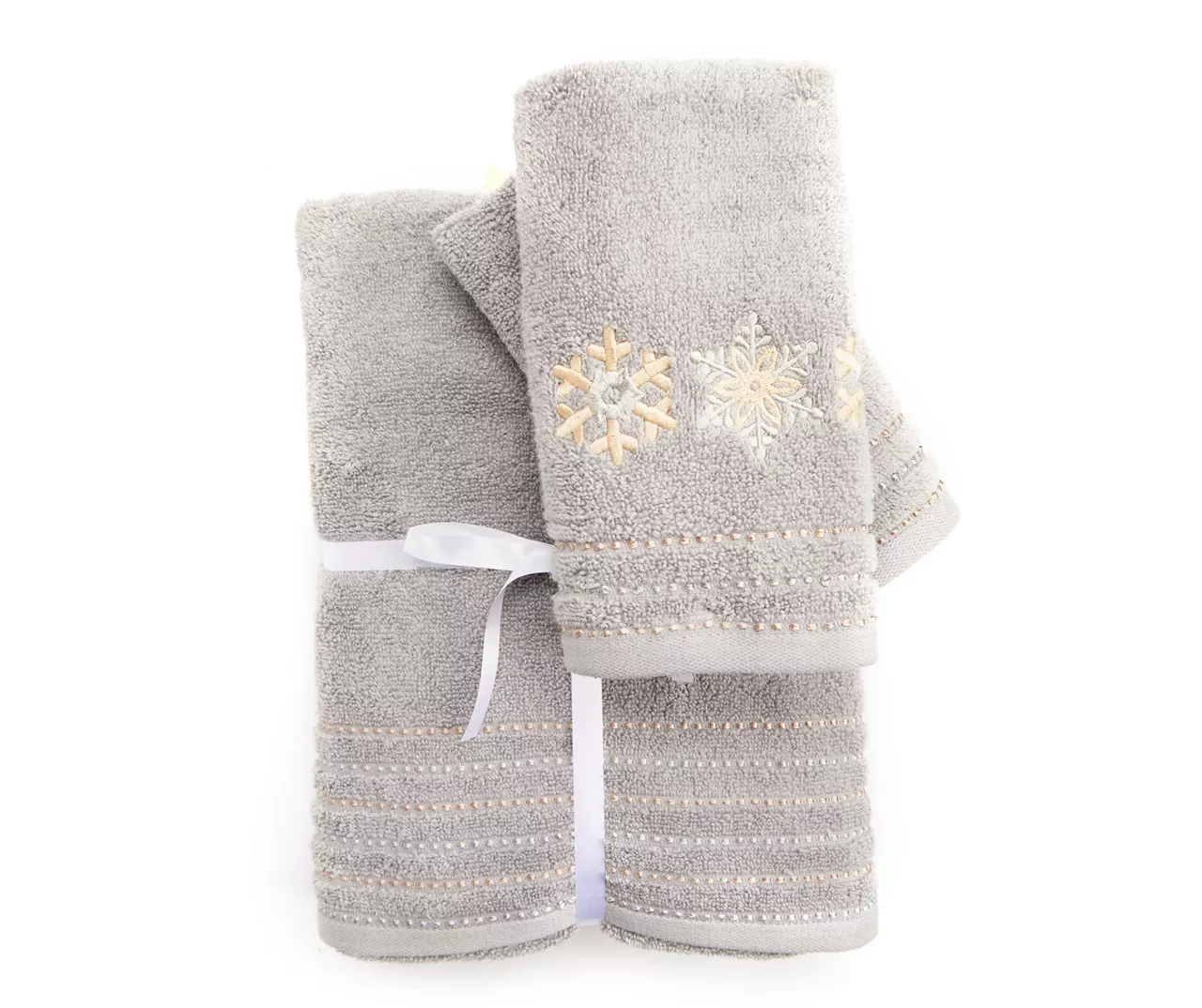 Alloy Gray Snowflake 4-Piece Towel Set 1 Alloy Gray Snowflake 4-Piece Towel Set
