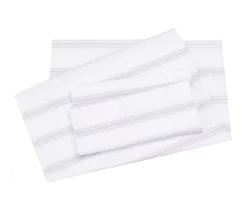 White & Gray Stripe Queen 4-Piece Sheet Set